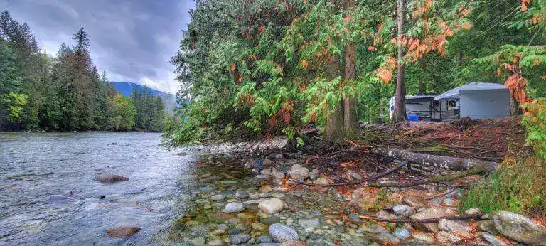 Camping beside the river at Chehalis River Campground